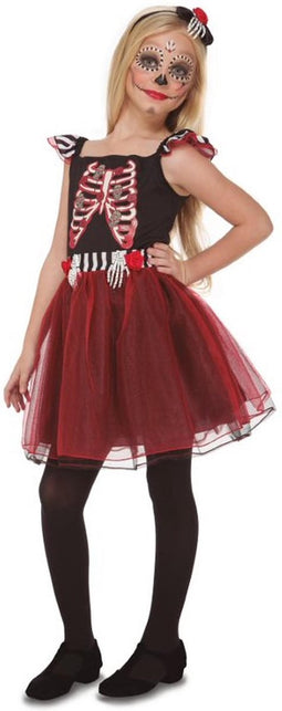 VIVING COSTUMES / JUINSA - Skelet jongedame outfit voor meisjes - 5 - 6 jaar - Kinderkostuums