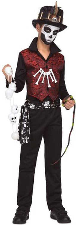 VIVING COSTUMES / JUINSA - Voodoo tovenaar kostuum voor jongens - 7 - 9 jaar