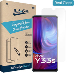 Vivo Y33s screenprotector - Gehard glas - Transparant - Just in Case