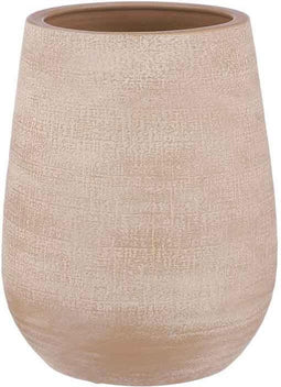 Mica Decorations Vaas Victor rond beige terracotta mat - H 30 x Ø 25 cm - Bloempot hoog - Bloemenvaas
