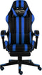 vidaXL - Racestoel - met - voetensteun - kunstleer - zwart - en - blauw