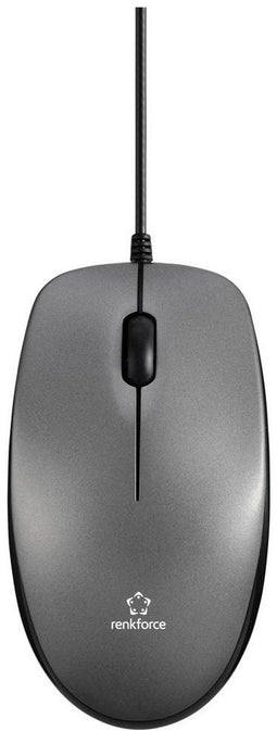 Renkforce RF-5805910 - Kabelgebonden Muis - 3 Knoppen 1000 dpi - Grijs