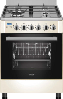 Wiggo WO-E639R(CX) - Vrijstaand Gasfornuis - 4 pitten - 60 cm - 66 Liter - Creme Rvs