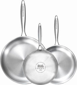 Savoré Kitchen 3-delige RVS Koekenpan Pannenset - Ø 20 24 28 cm - Inductie - PFAS-vrij - Vaatwasserbestendig
