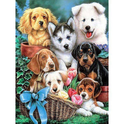 Happy Painter - Diamond Painting - Puppy’s in Tuin - 30x40 cm