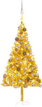 vidaXL - Kunstkerstboom - met - verlichting - en - kerstballen - 180 - cm - PET - goud