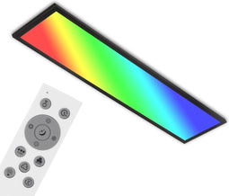 BRILONER - LED Plafonniére - RGB & CCT dimbaar met afstandsbediening - zwart - 100x25x6.6 cm (LxBxH)