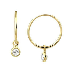 Marie-Celeste Oorringen - Zirkonia - 14k Geelgoud - 11.5x0.8mm