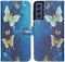 iMoshion Hoesje Geschikt voor Samsung Galaxy S21 FE Hoesje Met Pasjeshouder - iMoshion Design Softcase Bookcase - Blauw / Meerkleurig / Blue Butterfly