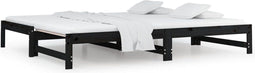 vidaXL - Slaapbank - uitschuifbaar - massief - grenenhout - zwart - 2x(90x200) - cm
