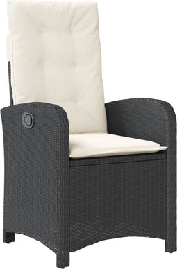 vidaXL - Tuinstoel - verstelbaar - met - kussens - poly - rattan - zwart