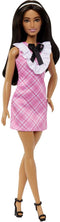 Barbie Fashionistas - Met roze geruiten jurkje - Barbiepop