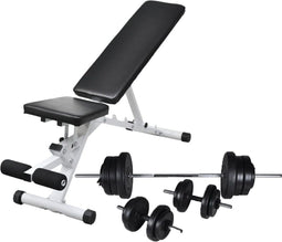 vidaXL - Trainingsbank - met - halterset - 60,5 - kg