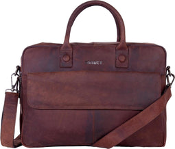 DSTRCT Wall Street - Laptoptas 17 inch - Echt nappa leer - Bruin