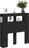 Hoofdeinde met LED 100x18,5x103,5 cm bewerkt hout zwart