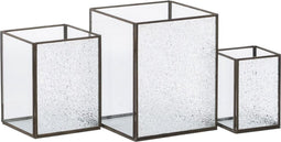 Kaarshouder Kristal Gouden Metaal 18 x 18 x 22 cm (3 Stuks)