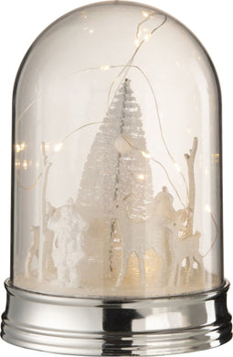 J-Line decoratie Stolp Kerst - kunststof - wit - large - LED lichtjes