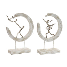 Decoratieve figuren DKD Home Decor 32,5 x 10 x 47 cm Zilverkleurig Wit Balletdanseres Modern Deca...