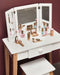 Byastrup Kinder Kaptafel Met Kruk 86 Cm Wit - Make-up Tafel voor Kinderen inclusief spiegel