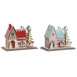 Kerstversiering DKD Home Decor Rood Licht Roze 23,5 x 11 x 20,5 cm (2 Stuks)
