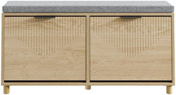 SoBuy - Schoeiselbank met opbergruimte - Licht eiken - 100x24x50 cm - 2 deuren - Max. belasting 237