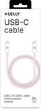 Celly USB-C > USB-C Katoen Gevlochten Kabel 1,5 meter Roze
