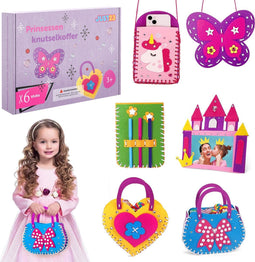 JUST23 Knutselkoffer Prinses Edition - Knutseldoos - 6 Magische Onderdelen - Roze