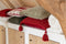 J-Line kussen Tekst - polyester - rood/wit - 2 stuks