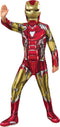 Rubies Iron Man - Kostuum Kind - Jumpsuit met masker en schoenhoezen - Rood Goud Zilver - Maat 128