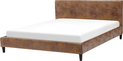 FITOU - Tweepersoonsbed - Bruin - 180 x 200 cm - Kunstleer