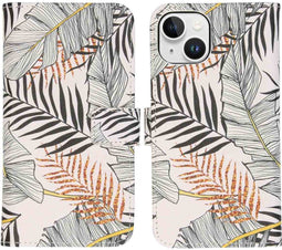 iMoshion Hoesje Geschikt voor iPhone 15 Hoesje - iMoshion Design Softcase Bookcase - Wit / Glamour Botanic