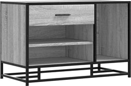 vidaXL - Schoenenbank - 80x40x53,5 - cm - bewerkt - hout - en - metaal - grijs - sonoma
