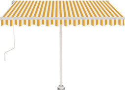 vidaXL - Luifel - automatisch - met - LED - en - windsensor - 350x250 - cm - geel - en - wit