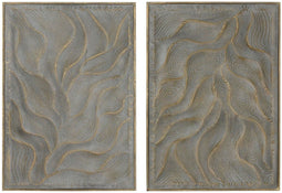 Wanddecoratie Home ESPRIT Gouden Modern 67,5 x 2,5 x 97 cm (2 Stuks)