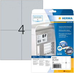 Herma Typeplaatje - Etiketten A4 105x148 mm - Zilverkleurig extreem sterk hechtend folie mat (100 st.)