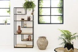 LIFA LIVING Open Wandkast - Opbergkast - Boekenkast - Industrieel - Zwart - Hout & Metaal - 82 x 34