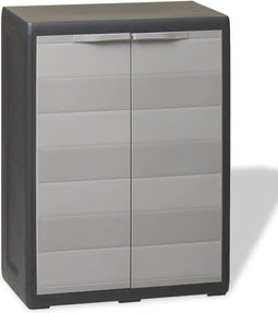 vidaXL - Tuinkast - met - 1 - schap - zwart - en - grijs