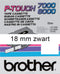Brother TX-241 - TX labelprinter-tape - 18 mm breed - Zwart op wit (1 stuk)