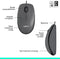 Logitech M100 - Bedrade Muis - USB - Optische Tracking - Zwart