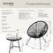 tectake® Bistroset - 2 stoelen en 1 tafel - Retro Egg Chairs Acapulco-stijl - Weerbestendig - Zwart