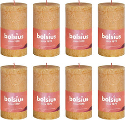 Bolsius Stompkaarsen Shine 8 st rustiek 100x50 mm honinggeel