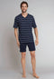 Schiesser Heren Shortama - Korte broek - V-hals - Donker blauw - M