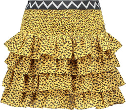 Like Flo - Kids Meisjes Rok - Animal print ruffle met smock - Maat 128