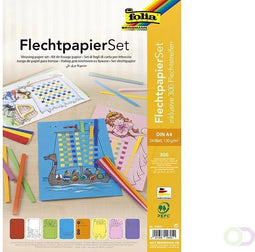 Vlechtstrokenpapier Folia A4 8 kleuren assorti
