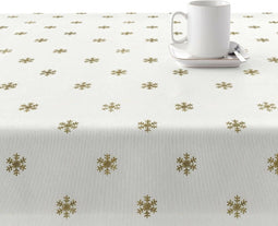 Vlekbestendig tafelkleed van hars Belum Snowflakes Gold 140 x 140 cm