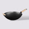 5Five Wok/hapjes/bak pan - Professional - met anti aanbak laag - metaal/hout - D35 x H16 cm - keuken pannen - alle hittebronnen geen inductie