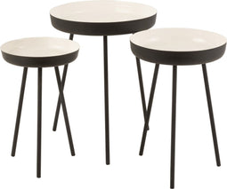 J-Line bijzettafel - metaal - zwart/wit - set van 3