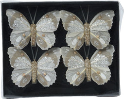 Vlinder veer l8b6h1 cm champagne 4st