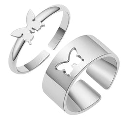 Vlinder Vriendschapsring Zilverkleurig RVS - Vriendschapsringen - Vriendschap cadeau - Vriendschap sieraden - Vlinder