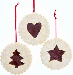 Claydough linzer tart cookie ornament assorted.